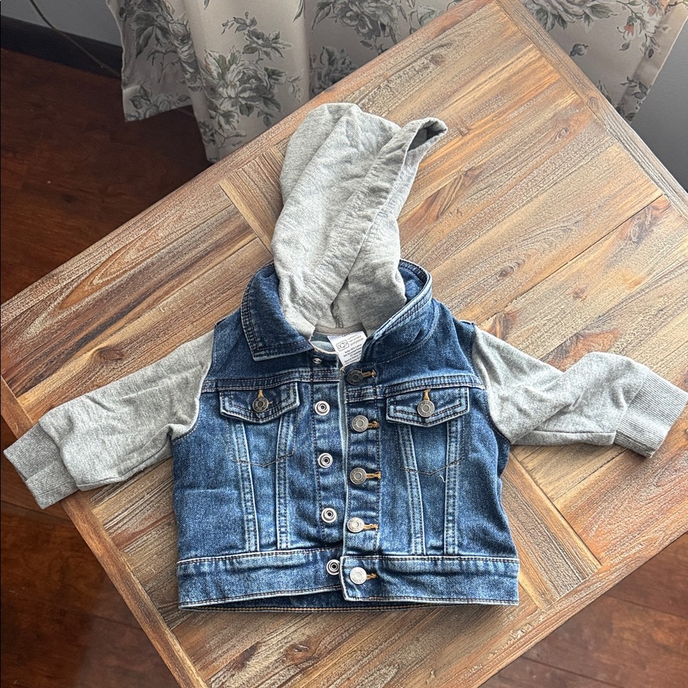 Okie Dokie Blue Denim Jacket with Gray Sleeves